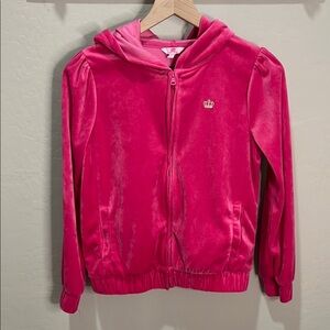 Juicy Couture Track Velour Jacket Hoodie Pink Crown Embroidery (Women’s) Girls